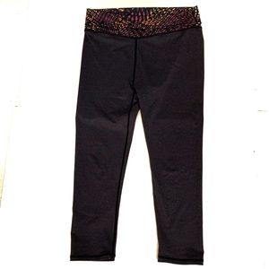 Fabletics Grey & Lavender Athleisure Foldover Waistband Capris